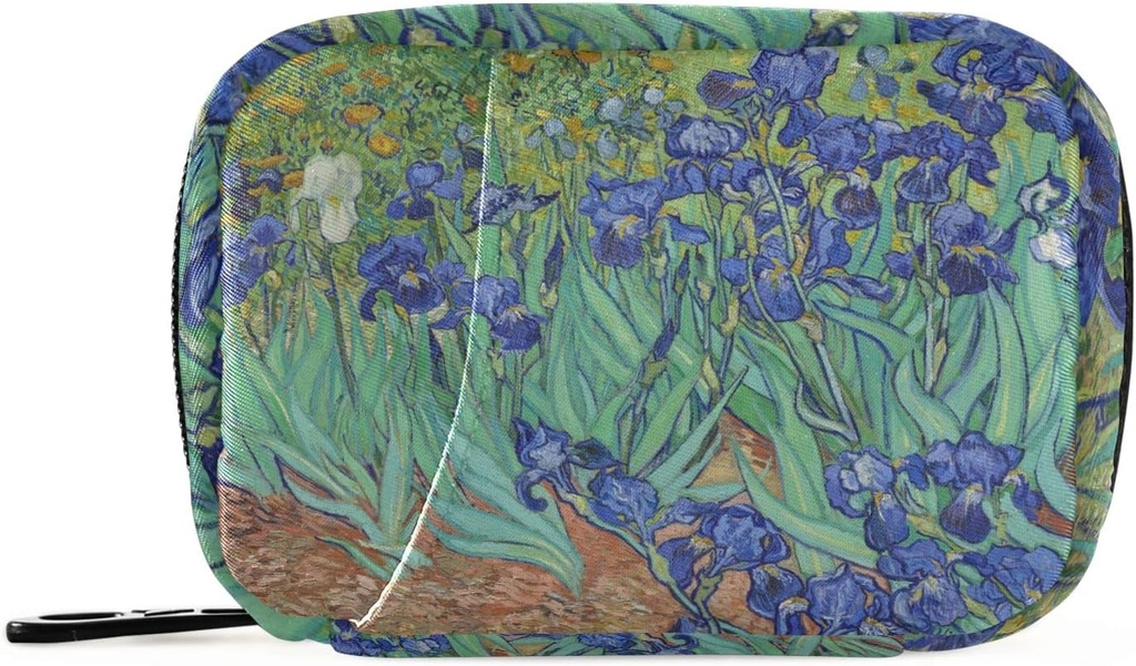Naanle Irises Van Gogh 7 Day Pill Case Bag Travel Pill Organizer with Zipper Portable Weekly Case Compact Size for Vitamin Supplement Holder