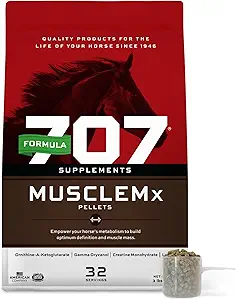 Formula 707 MuscleMx Equine Supplement, 3lb Bag – Conditioning Support and Muscle Builder for Horses with Lysine, Gamma Oryzanol, Creatine & OKG