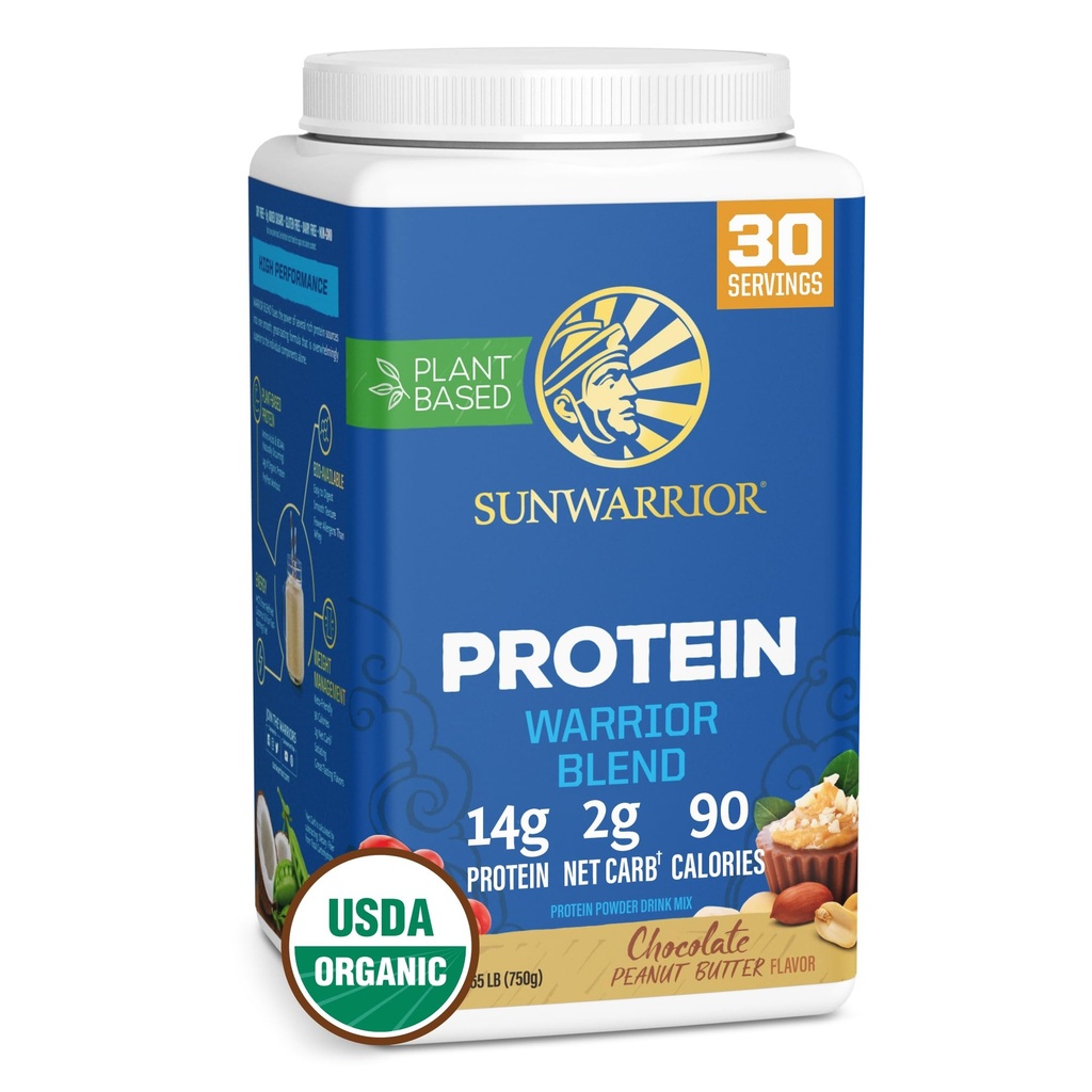 Organic Plant Based Protein Powder | Vegan Organic Protein Powder with BCAA Amino Acids & Hemp Seed Pea Blend | Non-GMO Soy Dairy Filler & Gluten Free (Chocolate Peanut Butter, 30 Servings)