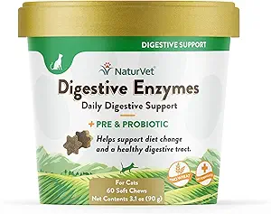 NaturVet – Digestive Ένζυμα για γάτες Plus Προβιοτικά – 60 μαλακά μάσημα – Βοηθά στην υποστήριξη της διατροφής Αλλαγή & μια υγιής Digestive Tract – Βοηθήματα στην απορρόφηση των βιταμινών & Ορυκτών – 30 ημέρες προσφοράς
