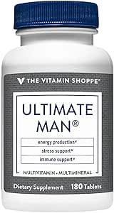 Η Βιταμίνη Shoppe Ultimate Man Multivitamin, Υψηλής Ικανότητας Multi - Ενέργεια & Αντιοξειδωτικό Blend, Καθημερινή Multi- Mineral συμπλήρωμα για την υγεία των ανδρών, Γλουτένη & Γαλακτοκομικά Χωρίς (180 δισκία)