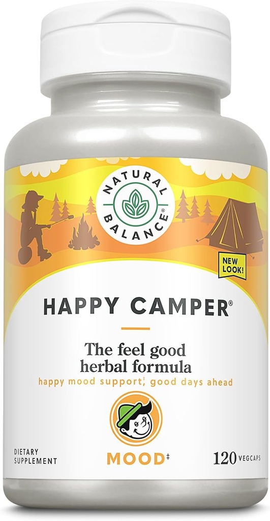 Φυσική Ισορροπία Happy Camper - Feel-Good Mood Υποστήριξη συμπλήρωμα - Gotu Kola, Πάθος Λουλούδι, και Κάβα Κάβα Κάψουλες - 60-Day Εγγύηση (120 Κόμης)
