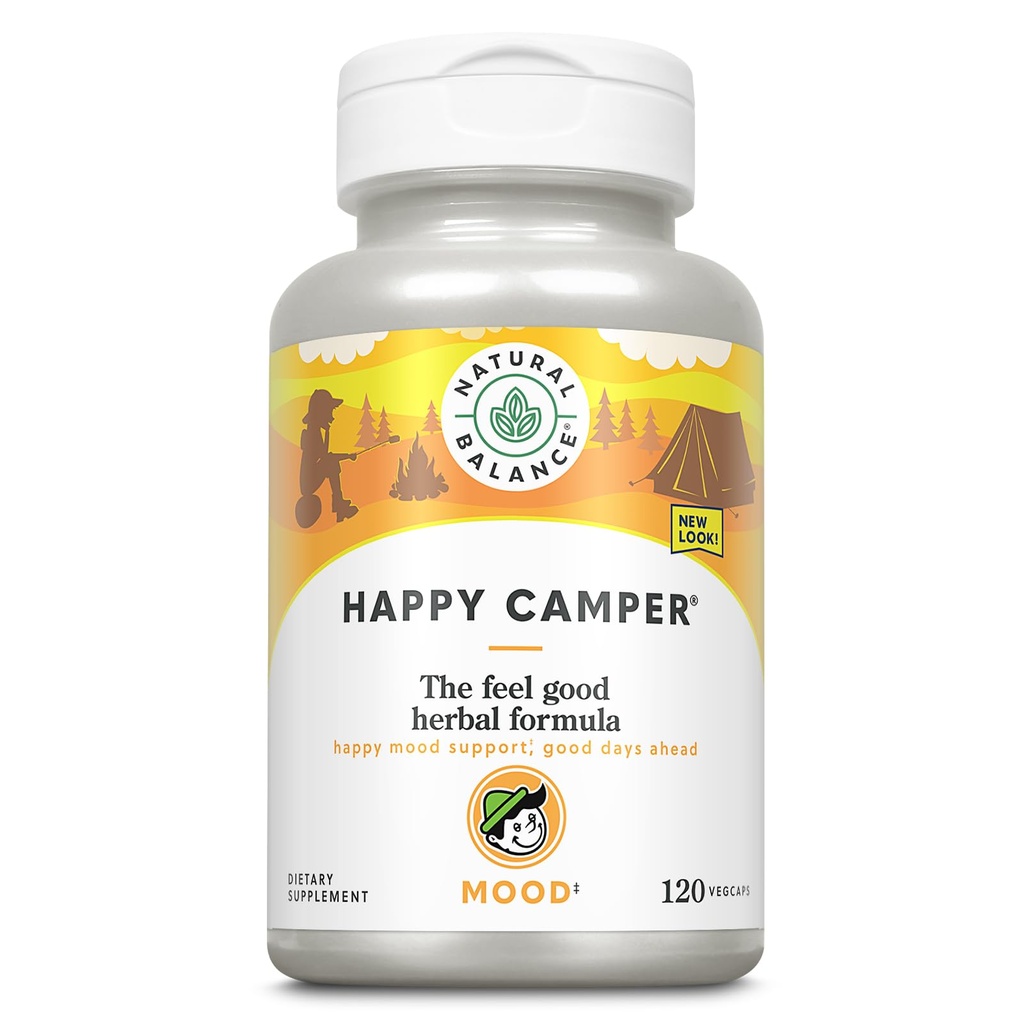 Φυσική Ισορροπία Happy Camper - Feel-Good Mood Υποστήριξη συμπλήρωμα - Gotu Kola, Πάθος Λουλούδι, και Κάβα Κάβα Κάψουλες - 60-Day Εγγύηση (120 Κόμης)