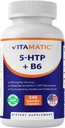 Vitamatic 5-HTP 200mg με B6 5mg ανά Σερβίρισμα - 240 κάψουλες χορτοφάγων (5-υδροξυθρυπτοφάνη) - (Griffonia Simplicifolia Seed Extract)