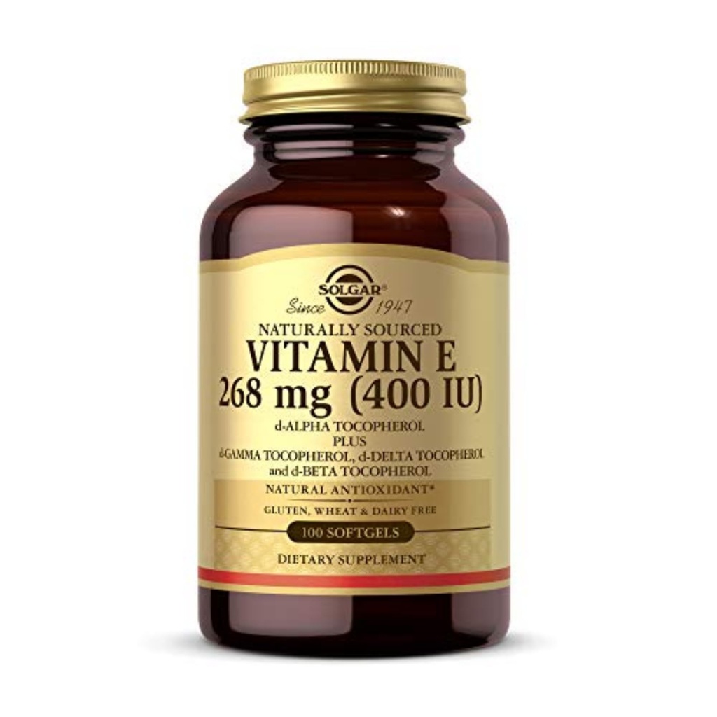 Solgar Vitamin E 268 MG (400 IU) (d-Alpha Tocopherol & Mixed Tocopherols), 100 Softgels - Υποστηρίζει ανοσοποιητικό σύστημα & Διατροφή του δέρματος - Φυσικό αντιοξειδωτικό - Χωρίς γλουτένη, Γαλακτοκομικά - 100 Σερβιέτες