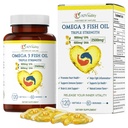 Ωμέγα 3 τριπλή δύναμη συμπλήρωμα EPA DHA - 2500mg Λεμόνι Γεύση Burpless Fish Oil - Υψηλή ισχύς 900mg EPA 600mg DHA υποστηρίζει την κυκλοφορία, τον εγκέφαλο, την καρδιά, το μάτι, το δέρμα, τα οστά & αρθρώσεις - 120 Softgels