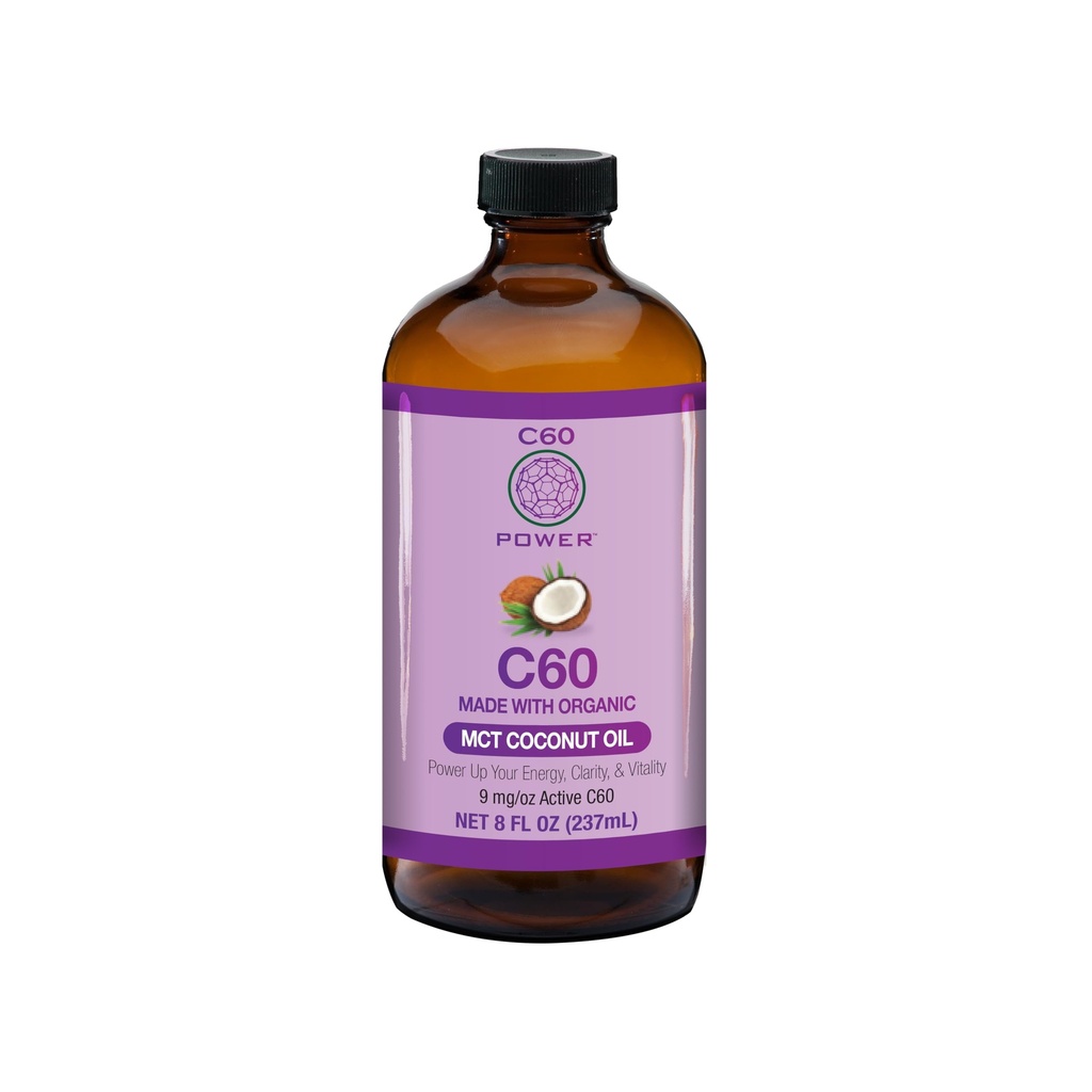 C60 Ισχύς - MCT 8-oz.- Βιολογικό MCT Λάδι καρύδας, 8 Fl Oz, 99,99% καθαρό άνθρακα Fullerenes, Οξειδωτικό φορτίο ανελκυστήρα, Βελτιστοποιήστε Μιτοχονδριακή λειτουργία