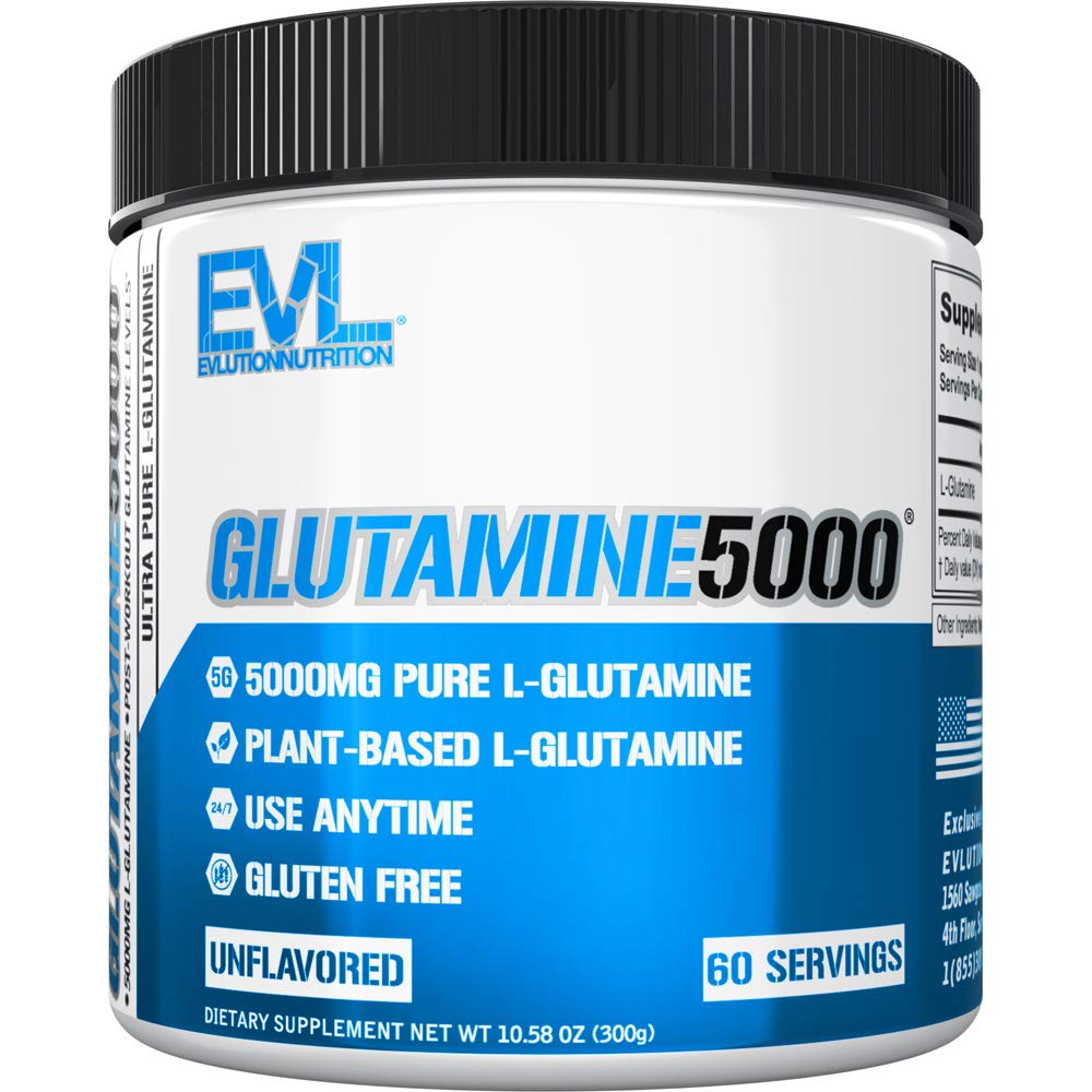 Pure Vegan L-Glutamine Powder Supplement - Evlution Nutrition Nitric Oxide Booster 5g L Συμπλήρωμα γλουταμίνης για την αποκατάσταση μετά την προπόνηση Ενισχυμένες αντλίες Υγεία των ούρων Ενέργεια και Ανοσία - Χωρίς άρωμα