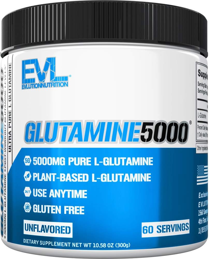 Pure Vegan L-Glutamine Powder Supplement - Evlution Nutrition Nitric Oxide Booster 5g L Συμπλήρωμα γλουταμίνης για την αποκατάσταση μετά την προπόνηση Ενισχυμένες αντλίες Υγεία των ούρων Ενέργεια και Ανοσία - Χωρίς άρωμα