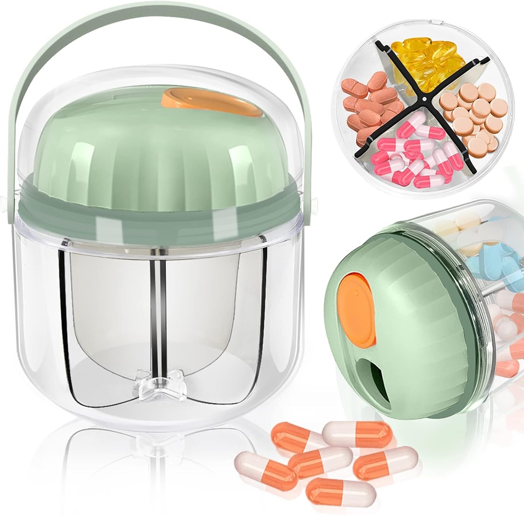 Φορητό κουτί χαπιών, GloDeals Weekly Pill Organizer 7-Day Travel Medicine Organizer NO-BPA Moisture Proof Φορητό δοχείο ιατρικής για βιταμίνες, έλαια ψαριών, συμπληρώματα (πράσινο)