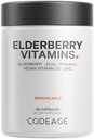 Codeage Elderberry Vitamins - Organic Fermented Elderberry Blend, Vitamin C from Ascorbic Acid & Organic Acerola Cherries, Vitamin D3, Zinc, Sambucus Berries - 90 Capsules