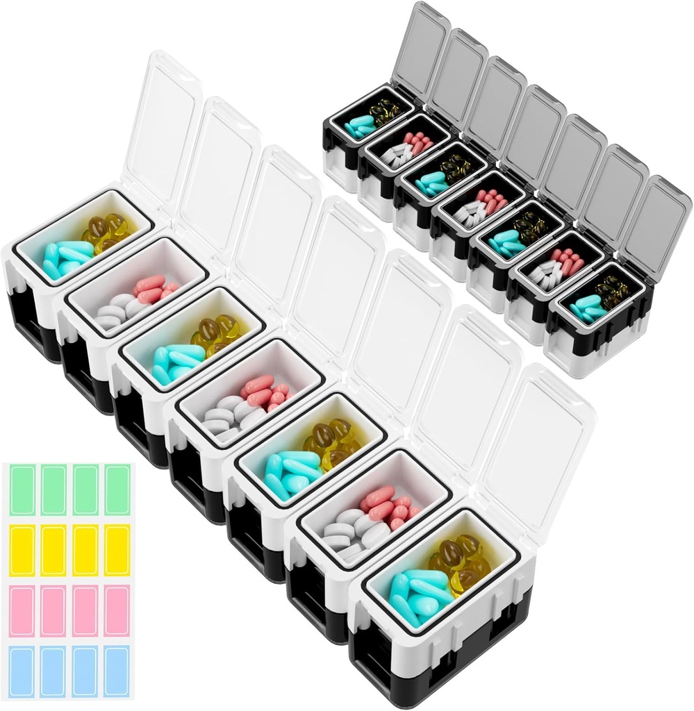 Restree Weekly Pill Organizer, 14 διαμερίσματα Portable Pill Box, 2 φορές την ημέρα AM/PM Διοργανωτής φαρμακευτικής αγωγής, Moisture-Proof Travel Pill περίπτωση για βιταμίνη, ιατρική, ιχθυέλαιο / συμπληρώματα (λευκό)