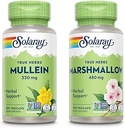 SOLARAY Mullein Leaf 330 mg και Marshmallow Root 480 mg - Wellness Bundle - Βότανα Υψηλή σε Mucilage Soluble Fiber για Καταπραϋντική Υποστήριξη - Vegan, Μη ΓΤΟ, Εργαστήριο Επαληθευμένο, 60-Ημέρες Εγγύηση, 200/100 VegCaps