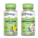 SOLARAY Mullein Leaf 330 mg and Marshmallow Root 480 mg - Wellness Bundle - Herbs High in Mucilage Soluble Fiber for Soothing Support - Vegan, Non-GMO, Lab Verified, 60-Day Guarantee, 200/100 VegCaps