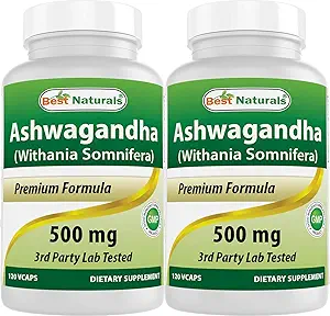Best Naturals Ashwagandha Extract 500 Mg 120 Capsules (Pack of 2)