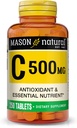 MASON ΦΥΣΙΚΗ Βιταμίνη C 500 mg - Υποστηρίζει υγιές ανοσοποιητικό σύστημα, αντιοξειδωτικό και ουσιαστικό θρεπτικό συστατικό, 250 δισκία