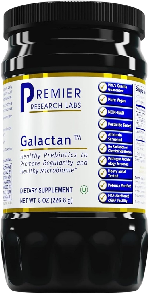 Premier Research Labs Galactan - Larch Arabinogalactan Σκόνη για Άνδρες & Γυναίκες, Prebiotic Fiber Σκόνη για Υγιή Κοχύλι Microbiome, Larch Tree Extract, Calcium - 8 oz