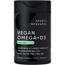 Sports Research Vegan Omega-3 με βιταμίνη D3 Softgels - 1020mg Omega-3 & 5000iu D3 συμπλήρωμα - Fish Oil Εναλλακτική λύση με βιταμίνη D Plant-Βασισμένη υποστήριξη από Algae Oil - 60 Veggie Softgels για ενήλικες