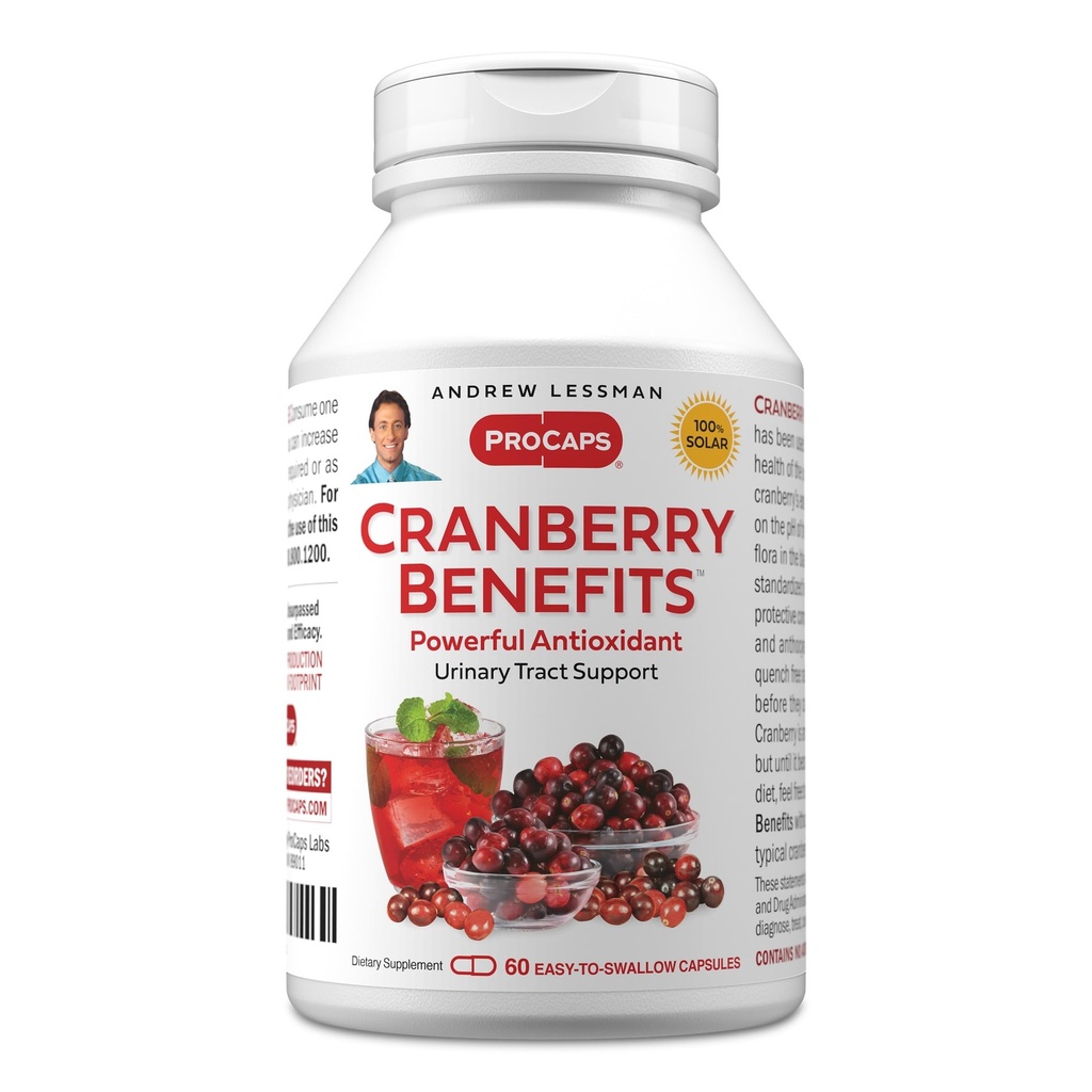 ANDREW LESSMAN Cranberry Benefits - 60 Capsules - Supports Bladder, Kidney and Urinary Tract Health. High Potency Standardized Extracts of Cranberry Fruit, Small Easy to Swallow Capsules