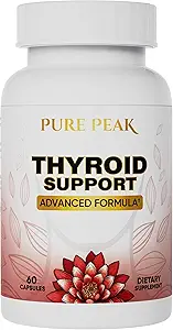 Thyroid Support Supplement- Metabolic Function, Energy & Focus, Mood Enhancer - Iodine from Kelp, Ashwagandha, Vitamin B12, Inositol, Ginseng, Magnesium - 60 Capsules for Men & Women
