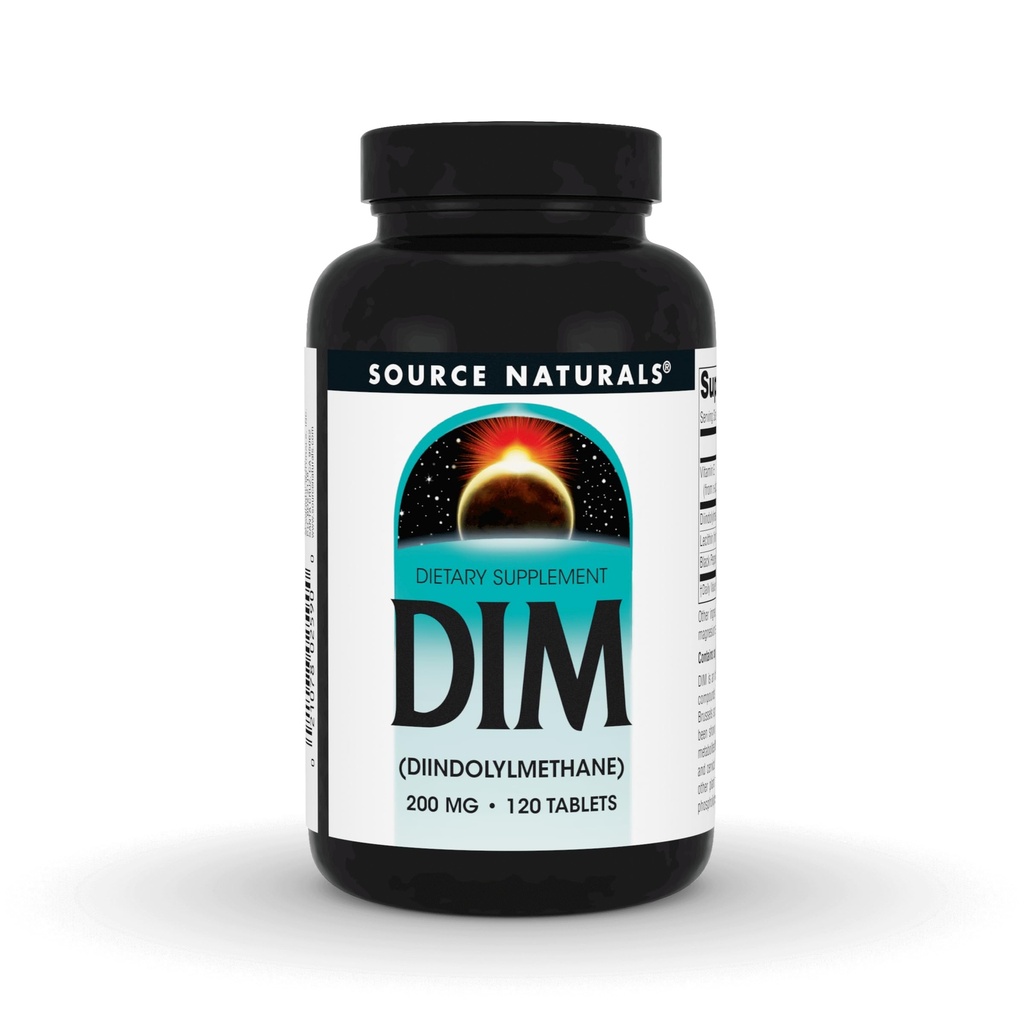 Source Naturals DIM, Diindolylmethane 200mg με BioPerine, Βιταμίνη Ε & Περισσότερα - 120 δισκία