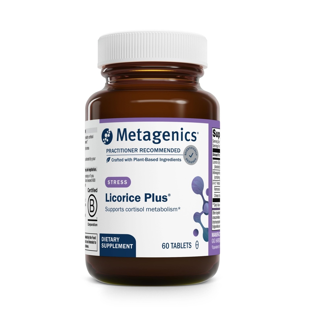 Metagenics Licorice Plus - Cortisol και το στρες συμπλήρωμα υποστήριξης με ρίζα γλυκόριζας, Ashwagandha, Rehmannia & κινέζικα Yam - μη-GMO, χωρίς γλουτένη, χορτοφαγικά - GMP Certified Facility - 60 δισκία