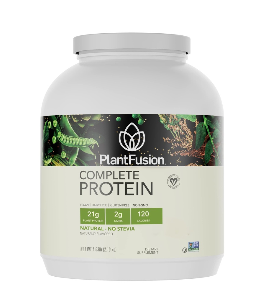 PlantFusion Complete Vegan Protein Powder - Plant Based Protein Powder with BCAAs, Digestive Enzymes and Pea Protein - Keto, Gluten Free, Non-Dairy, No Sugar, Non-GMO - Natural- No Stevia 5 lb Bulk