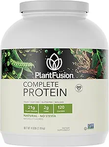 PlantFusion Complete Vegan Protein Powder - Plant Based Protein Powder with BCAAs, Digestive Enzymes and Pea Protein - Keto, Gluten Free, Non-Dairy, No Sugar, Non-GMO - Natural- No Stevia 5 lb Bulk