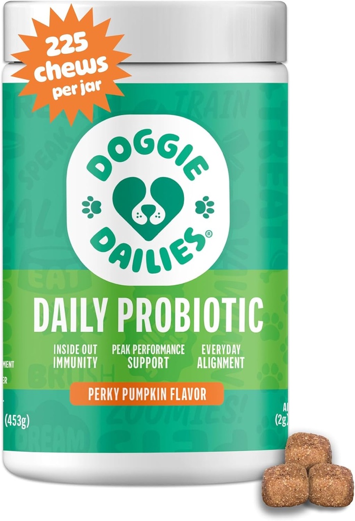 Diggie Dailies Probiotics for Dogs - Προχωρημένα προβιοτικά σκύλου με προβιοτικά - Προάγει την Digestive Υγεία - Υποστηρίζει το ανοσοποιητικό σύστημα και τη συνολική υγεία (Pumpkin) 225 μαλακά μάσημα