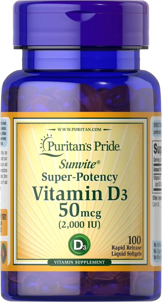 Υπερυψηλής ισχύος βιταμίνη D3 2000IU 100 Softgels