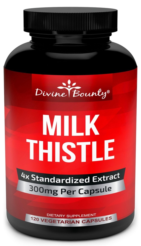 Divine Bounty Pure Milk Thittle Capsules συμπλήρωμα - Ένα ισχυρό συμπλήρωμα 1200mg γάλα γαϊδουράγκαθο με 4X συμπυκνωμένο εκχύλισμα (Standardized) 120 κάψουλες χορτοφάγων