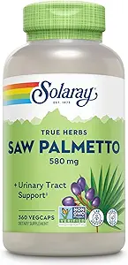 SOLARAY Saw Palmetto Berries 580 mg - Συμπληρώματα Prostate για τους άνδρες - Υγεία του προστάτη, ουρική υποστήριξη, υγεία των μαλλιών, w/Fatty Οξέα και στερόλες φυτών, Vegan, 60 ημερών εγγύηση, 360 VegCaps