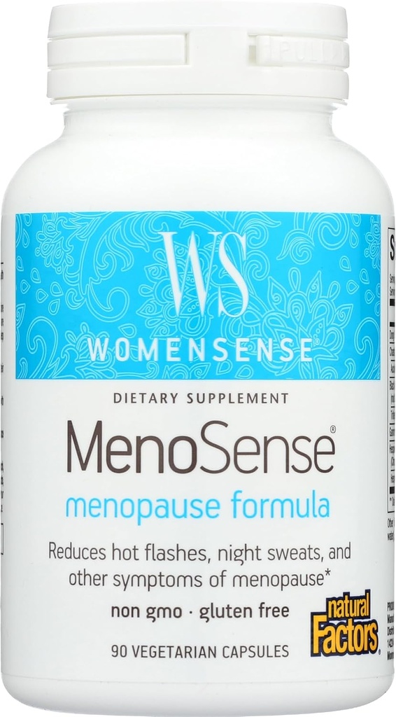 WomenSense MenoSense by Natural Factors, Φυσικό συμπλήρωμα για να βοηθήσει στη βελτίωση των συμπτωμάτων εμμηνόπαυσης, Vegan, μη ΓΤΟ, 90 κάψουλες