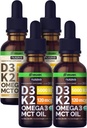 NUSAVA Άγευστες D3 K2 Υγρές σταγόνες και Vanilla Flavored D3 K2 Υγρές σταγόνες Bundle - Ισχυρές Υγρές Βιταμίνες για την καρδιά, αρθρώσεις, οστά, μύες, & ανοσοποιητική υποστήριξη - Μη-GMO, Χωρίς γλουτένη, 2pk κάθε μία