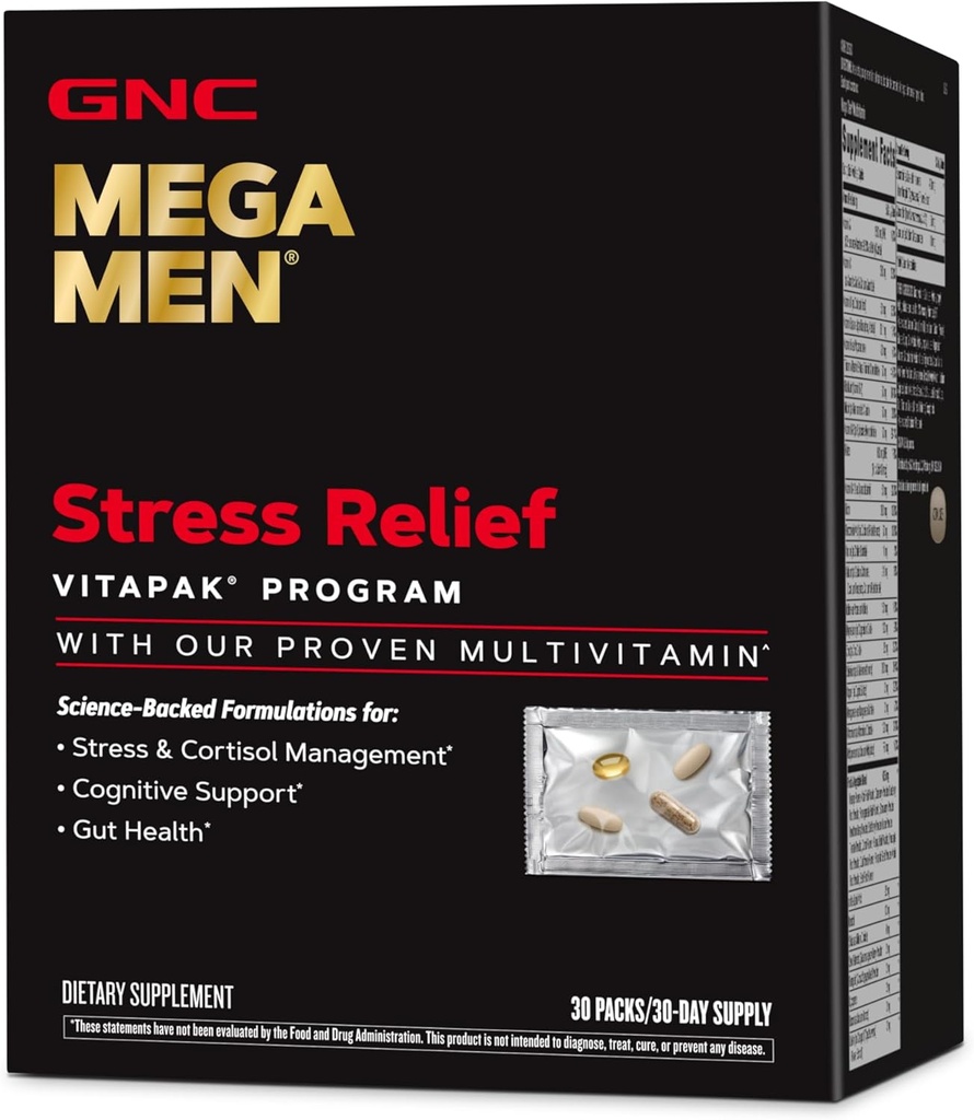 GNC Mega Men Stress Relief Vitapak, Διαχείριση Στρες & Κορτιζόλη, 30 Count