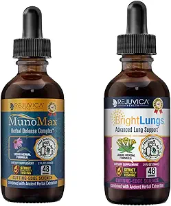 MunoMax & Bright Lungs - Advanced Immune & Lung support Supplement - Liquid Delivery for Better Absorpation - Elderberry, Lobelia, Echinacea, Turmeric, & More!