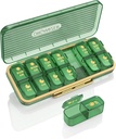 Pill Organizer 2 φορές την ημέρα, 7 ημέρες Am Pm Pill Box - Acedada Εβδομαδιαία Pill Organizer με χωριστό δοχείο, Φορητή υπόθεση καθημερινής ιατρικής Planner για τη βιταμίνη, ιχθυέλαια, συμπληρώματα, πράσινο