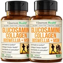 Glucosamine Chondroitin MSM με υδρολυμένο κολλαγόνο Peptides - Κοινό συμπλήρωμα υποστήριξης με Quercetin, Bromelain & Boswellia Extract - χάπια κολλαγόνου για τα νύχια του δέρματος μαλλιών - FSA Επιλέξιμες 2 συσκευασίες