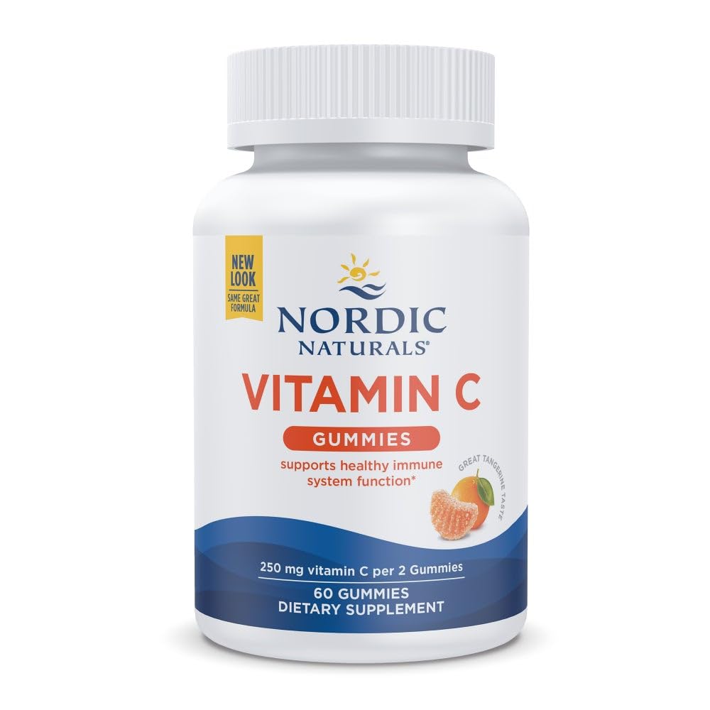 Nordic Naturals Βιταμίνη C Gummies, Tart Tangerine - 60 Gummies - 250 mg Βιταμίνη C - Ανοσολογική Υποστήριξη, Αντιοξειδωτική Προστασία, Ανάπτυξη & Ανάπτυξη Παιδιών - Μη ΓΤΟ, Vegan - 30 Υπηρεσίες