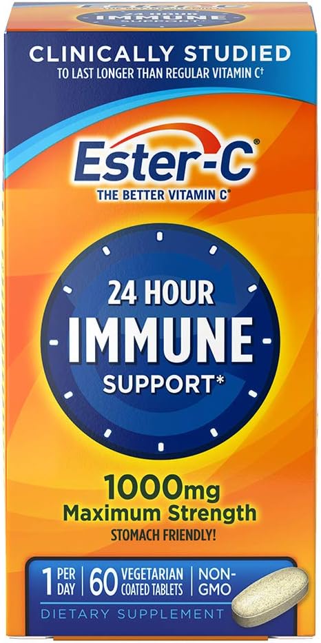 Ester-C Vitamin C, 1,000 mg, 60 Coated Tablets (Packaging May Vary)