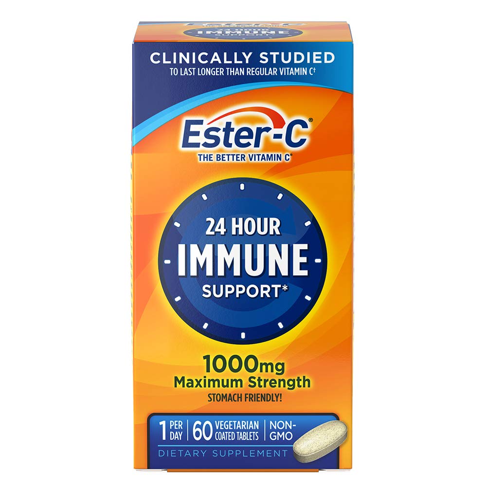 Ester-C Vitamin C, 1,000 mg, 60 Coated Tablets (Packaging May Vary)