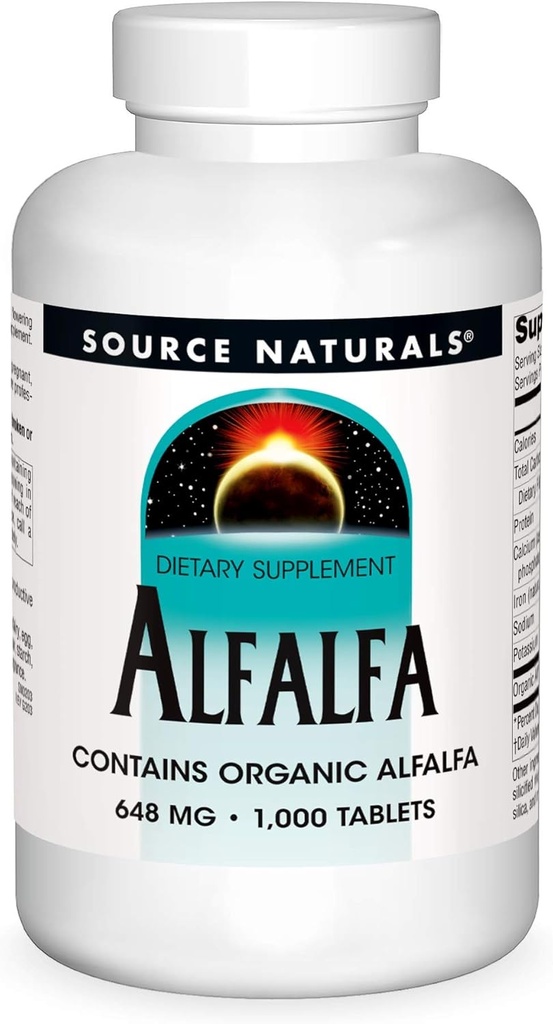 Source Naturals Alfalfa 10 Συμπλήρωμα διατροφής σιτηρών - 1000 Tabletισκία