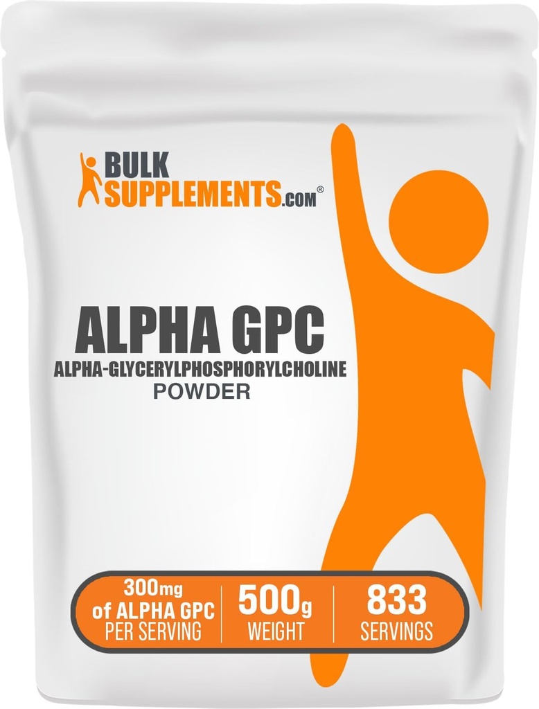 BulkSupplements.com Alpha GPC σκόνη - συμπληρώματα χολίνης, Alpha GPC 300mg - Χωρίς γλουτένη και χωρίς γλουτένη, 600mg ανά υπηρεσία, 500g (1.1 lbs) (πακέτο των 1)