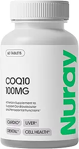 Nuray COQ10 100mg and Vitamin E Chewable Tablets - Quick Dissolving Orange Flavored Energy Supplements - Supports Heart Health & Liver Function - 60 Count, Vegetarian, Gluten Free