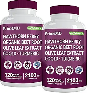26-in-1 Nitric Oxide Supplement - Heart & Circulation Support with CoQ10, Turmeric, Organic Beet Root, Hawthorn Berry & Garlic - 2103mg per Serving (120ct, Pack of 2)