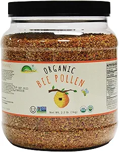 Greenbow Organic Bee Pollen - 100% USDA Certified Organic, Non-GMO, Halal, Kosher Certified, Pure & Natural Bee Pollen - Superfood Packed with Proteins, Vitamins & Minerals - Gluten Free - 1,000g