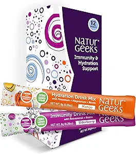 NutraGeeks Ηλεκτρολυτές Vegan Powder Packets – Ηλεκτρολυτές χωρίς ζάχαρη για άμεση ενυδάτωση – Ενυδατική σκόνη με Elderberry & Mango Flavors – Χωρίς ζάχαρη, 12 εξυπηρετούν