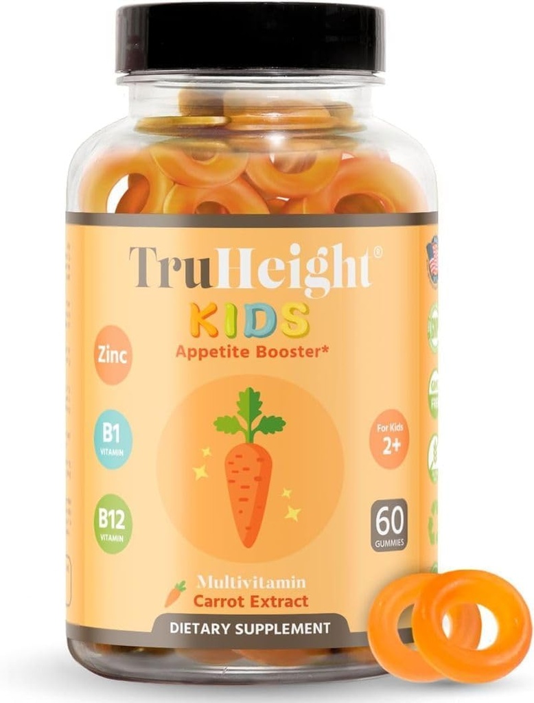 TruHeight Kids Optite Booster Gummies (Ages 2+) Όλα φυσικά Toddler, παιδιά & έφηβοι όρεξη διεγερτικό για να φάτε Περισσότερα - συμπληρώματα αύξησης βάρους - Βιταμίνες για παιδιά με βάρος - Picky Eater Vitamin