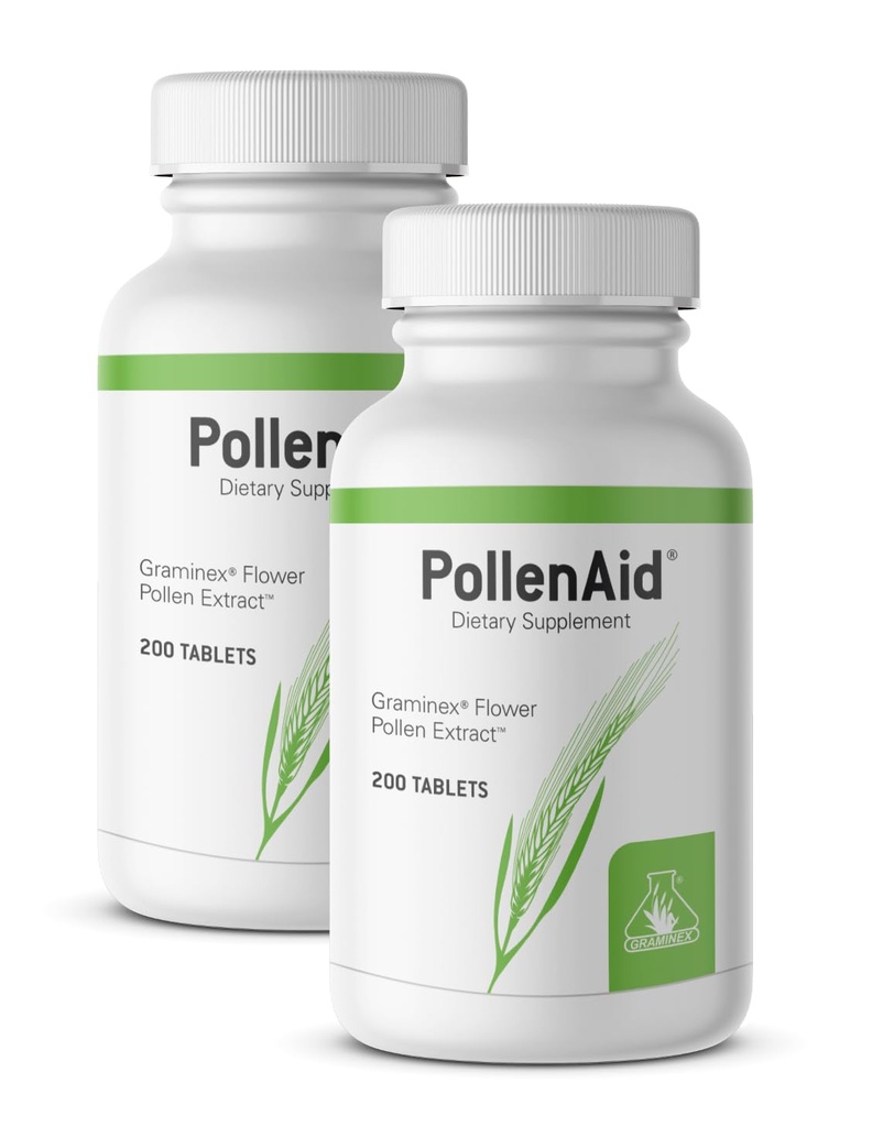 Graminex PollenAid Prostate Συμπλήρωμα: Όλα τα φυσικά Prostate Υποστήριξη για τον έλεγχο της ουροδόχου κύστης & ούρας Φυλλαδική Υγεία, εκχύλισμα σίκαλης Pollen Made in USA, 200 Tablets (Pack of 2)