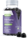 Viteey Sambucus Elderberry Gummies for Adults – Βατόμουρο βιταμίνη C και ψευδάργυρος Ανοσία Gummies - Vegan, χωρίς γλουτένη – 60 Count